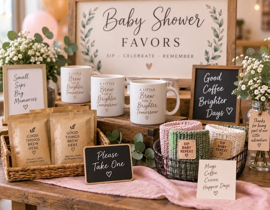 Personalized coffee mug baby shower party favors
