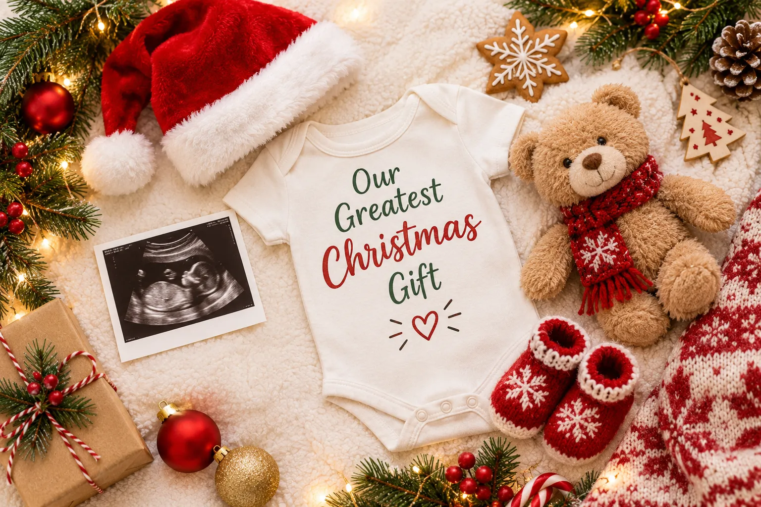 Christmas Gift Onesie With Ultrasound Photo