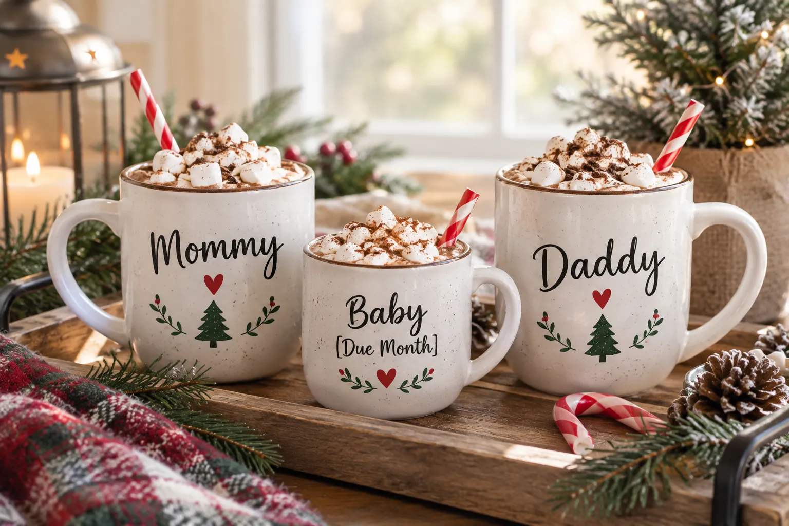 Mommy, Daddy and Baby Cocoa Mugs