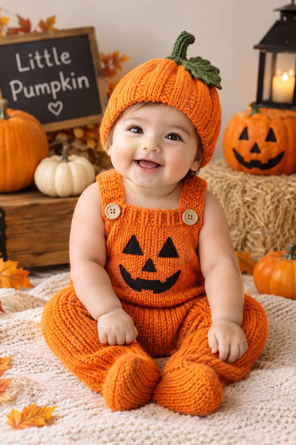Little Pumpkin in an Orange Knit